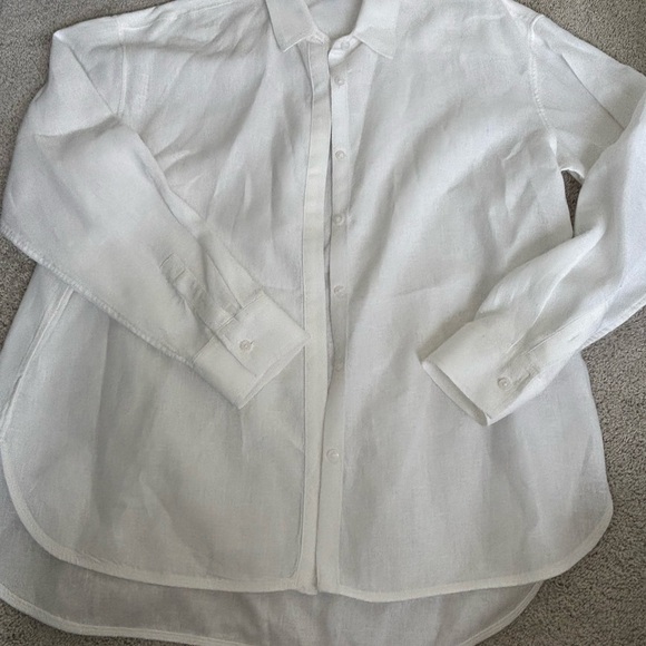 Athleta Linen White Button-Up Shirt - Picture 1 of 3